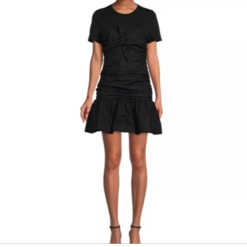 TANYA TAYLOR PEYTON FRONT SHORT SHORT MINI DRESS BLACK SIZE LARGE